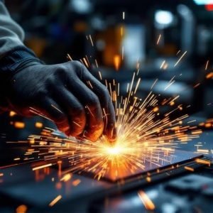 Engineer performing ultrasonic testing on industrial pressure vessel