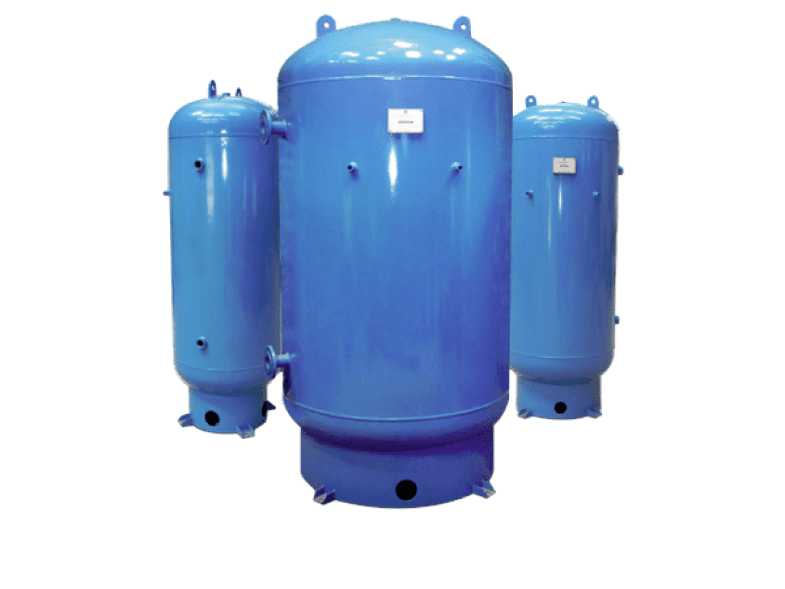 group of blue air pressure tank