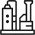 Monochrome illustration of industrial plant equipment including pressure vessels, storage tanks, and interconnected piping.