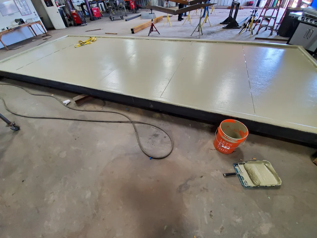 Construction equipment setup at Red River worksite