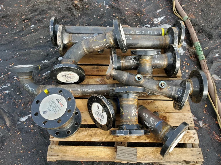 Industrial skid fabrication in progress at Red River workshop