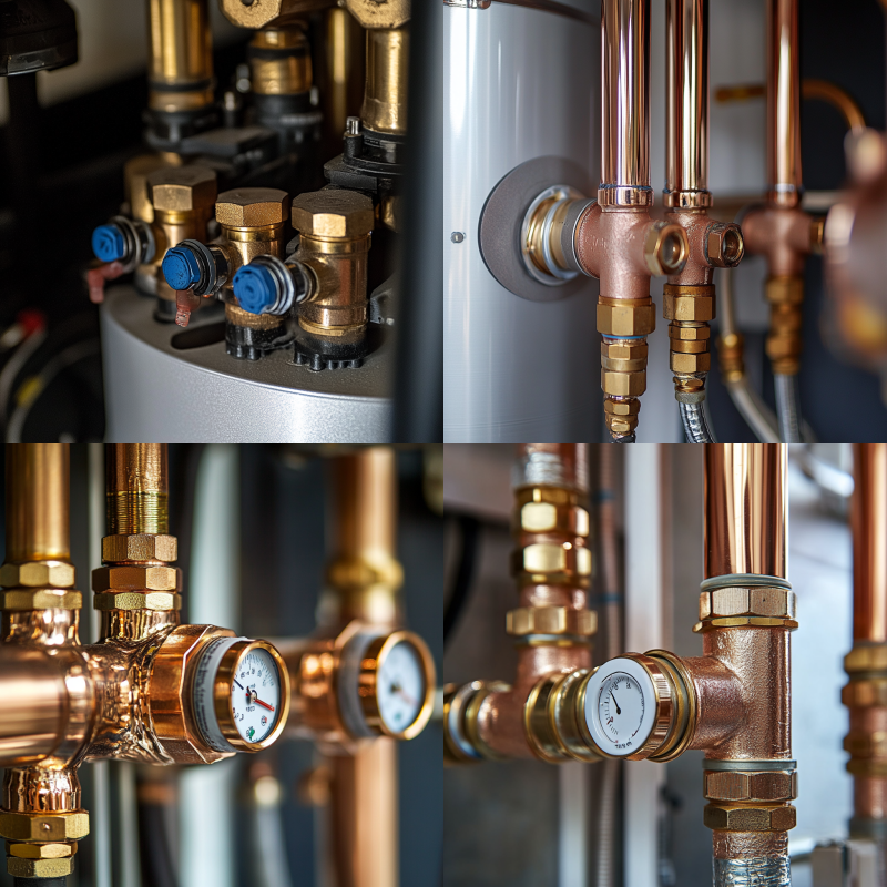 Close-up of a heating system expansion vessel showing water level and air chamber