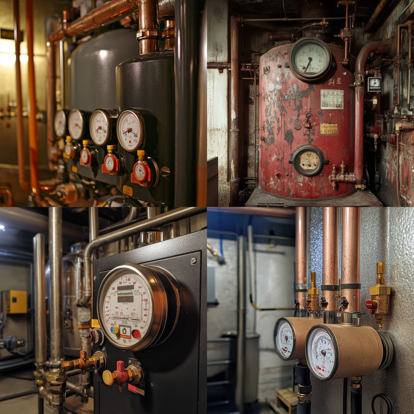 Illustration showing boiler pressure drops, leaking expansion vessel, pressure gauge anomalies, boiler error codes, and system noises.