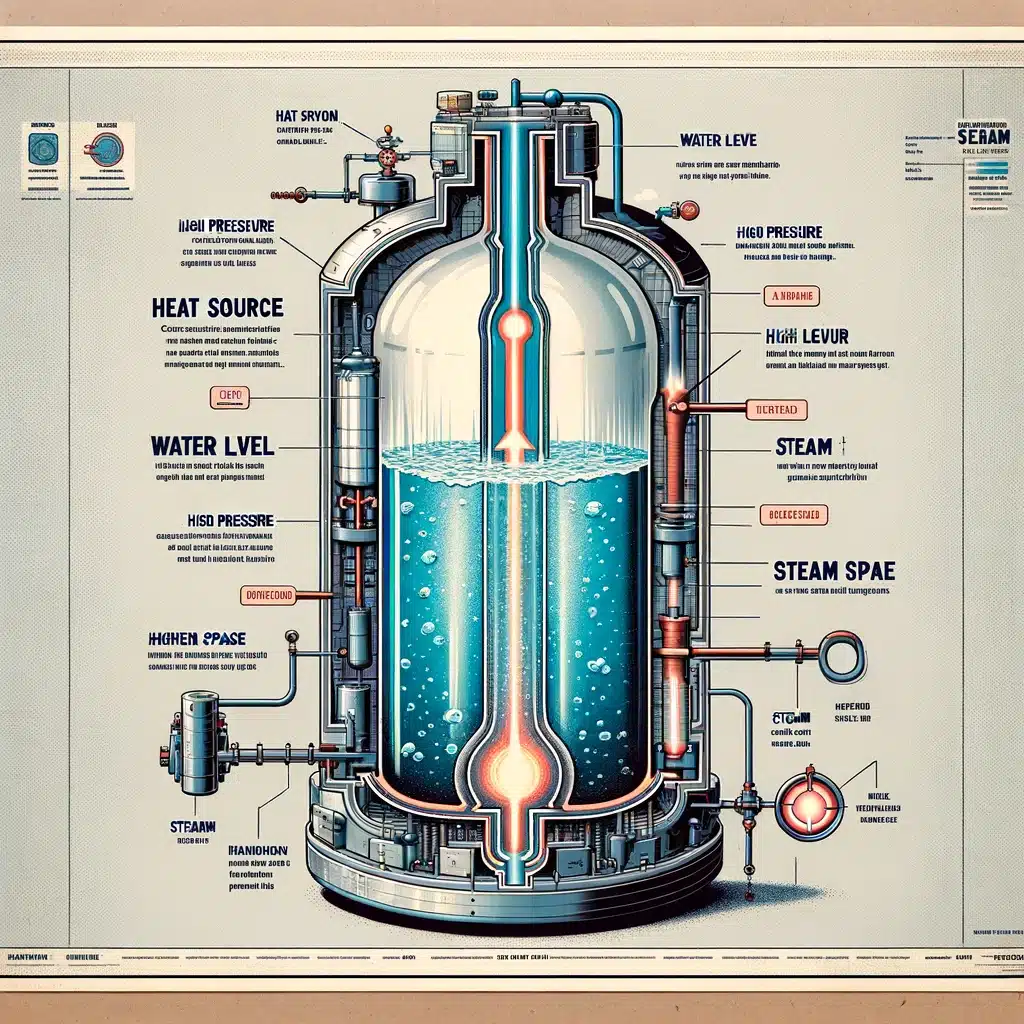 closed pressure vessel use to generate steam