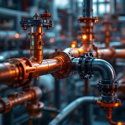 Industrial Steel Piping System with Valves