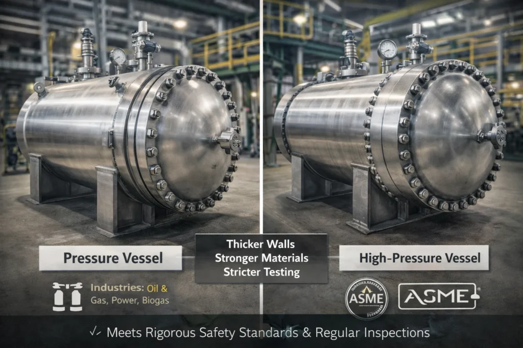 a pressure vessel and a high-pressure vessel