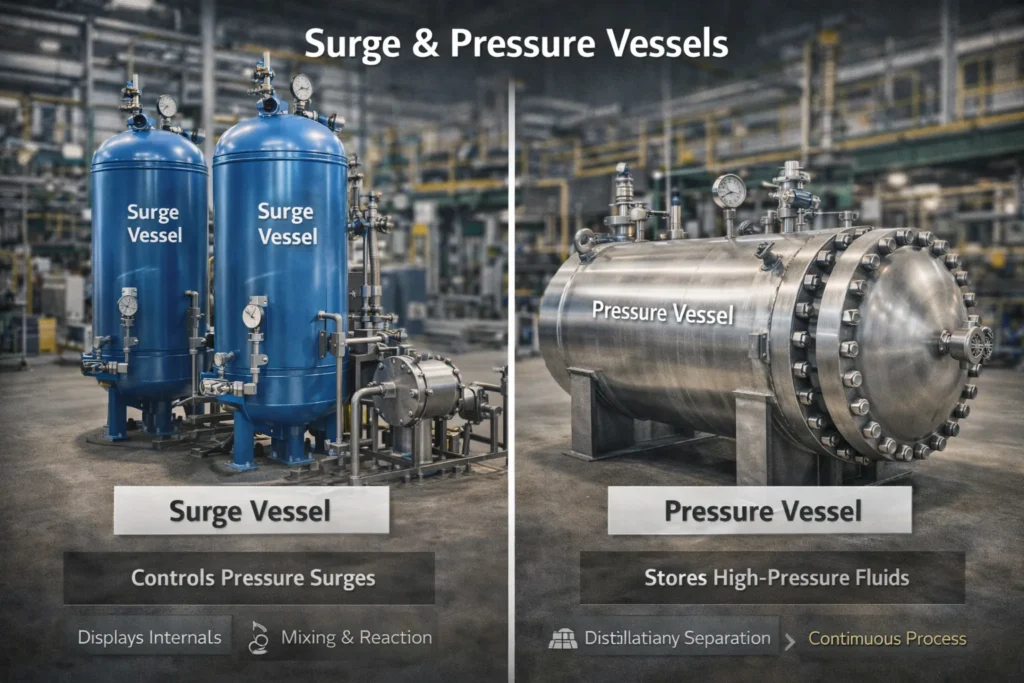 a surge vessel and a pressure vessel