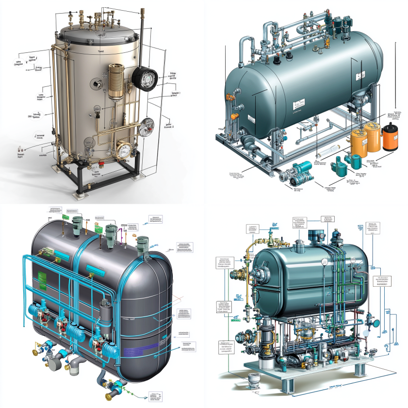 Diagram showing air receiver storing compressed air, stabilizing system pressure, reducing compressor cycling, separating moisture, and acting as a safety buffer.