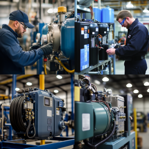 Graphic comparing key benefits of U.S.-made air compressors, including high quality, long lifespan, local repair access, and support for American labor and sustainability.