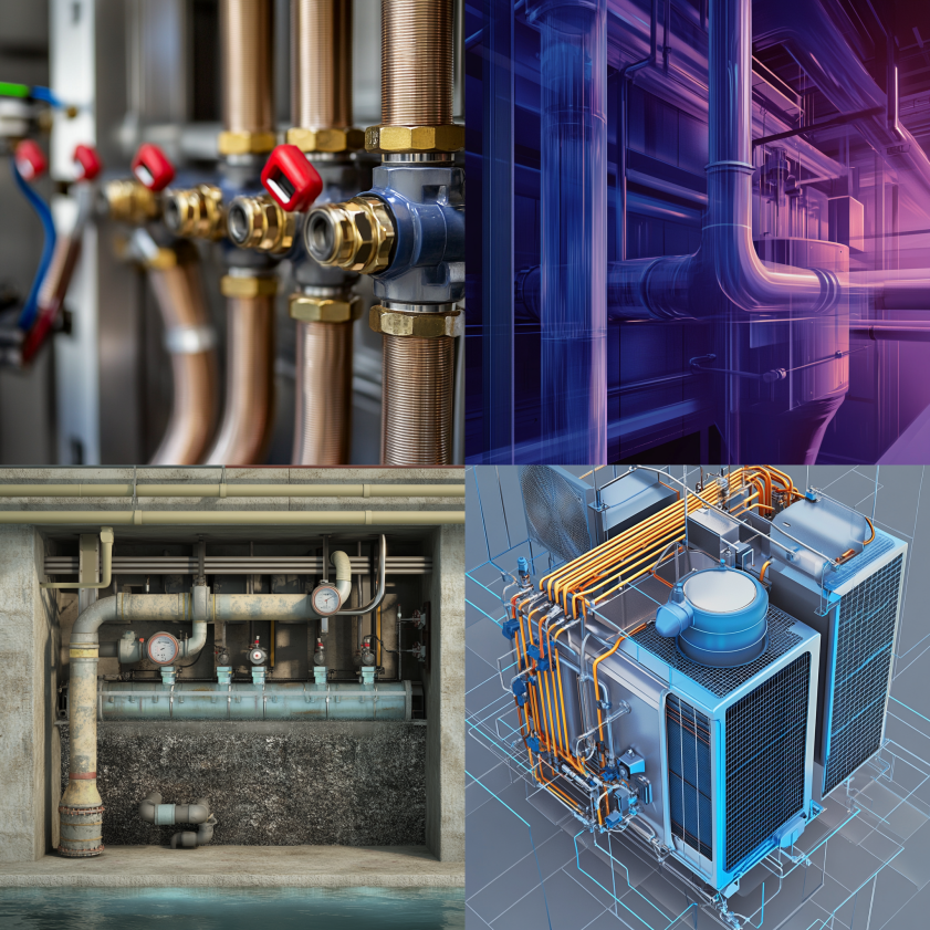 HVAC system diagram showing glycol mixture in pipes, heat exchanger, and chiller unit for freeze protection and corrosion prevention.
