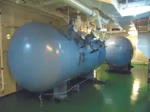 group of blue pressure tank