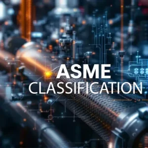 Industrial piping with digital schematics and the text “ASME Classification"