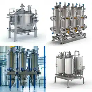 Photos of molecular sieves on the right and left
