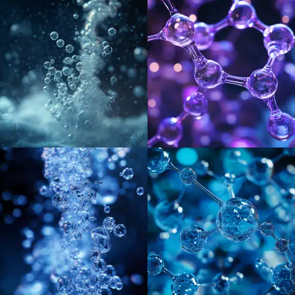 Illustration showing coalescence process in industrial applications with droplets merging for improved filtration efficiency