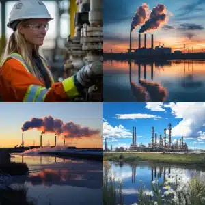 Factory emissions and workers depicting the effect of EPA