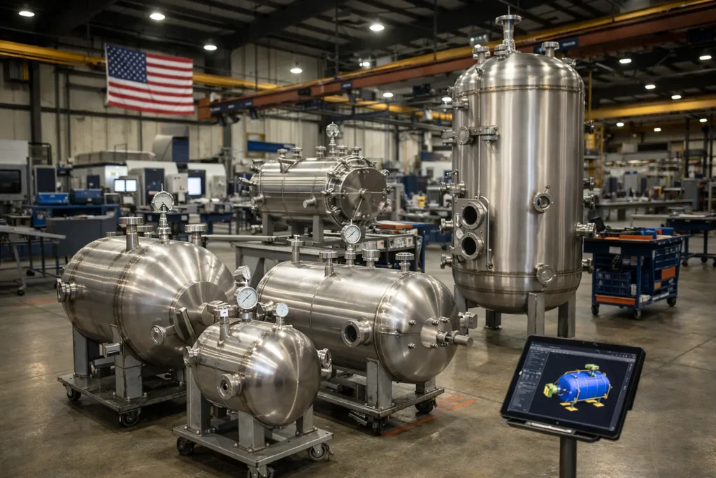 Flexible pressure vessels used in OEM production facility