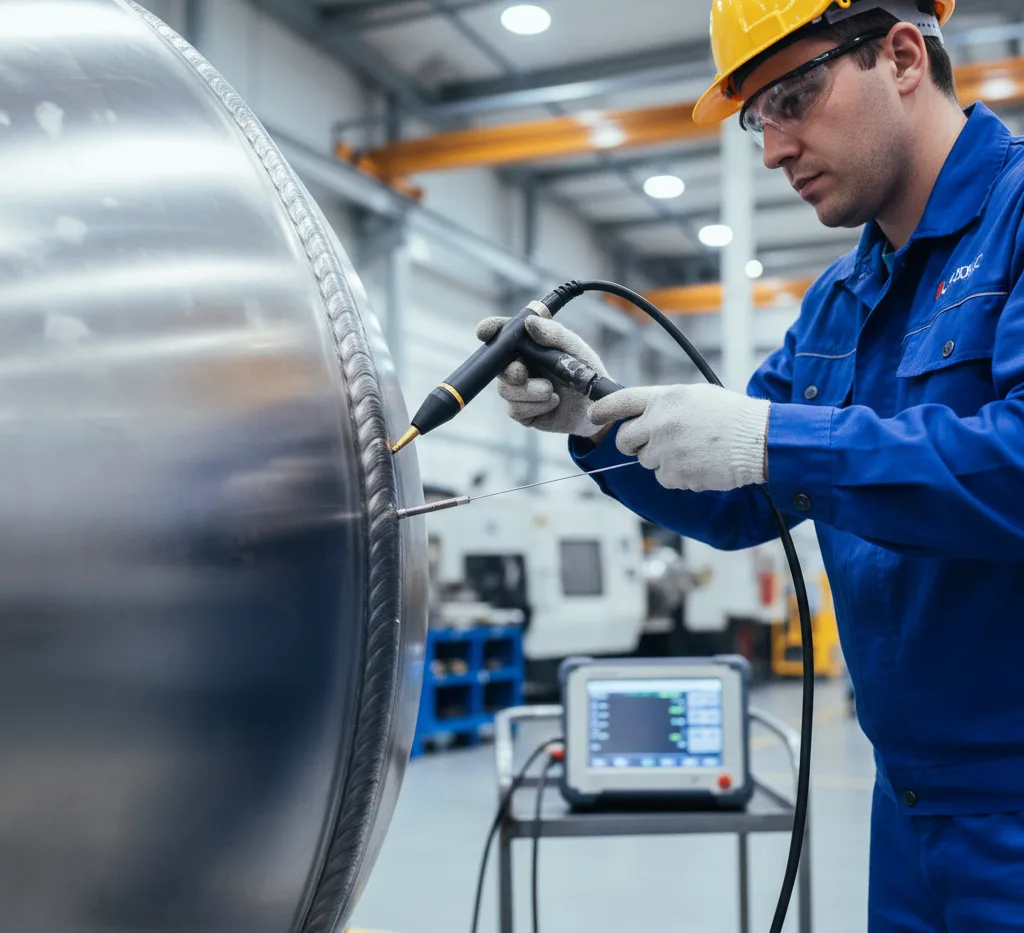 High-quality weld inspection on industrial pressure vessel