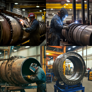 Technicians using modern welding and robotic systems for OEM vessel fabrication