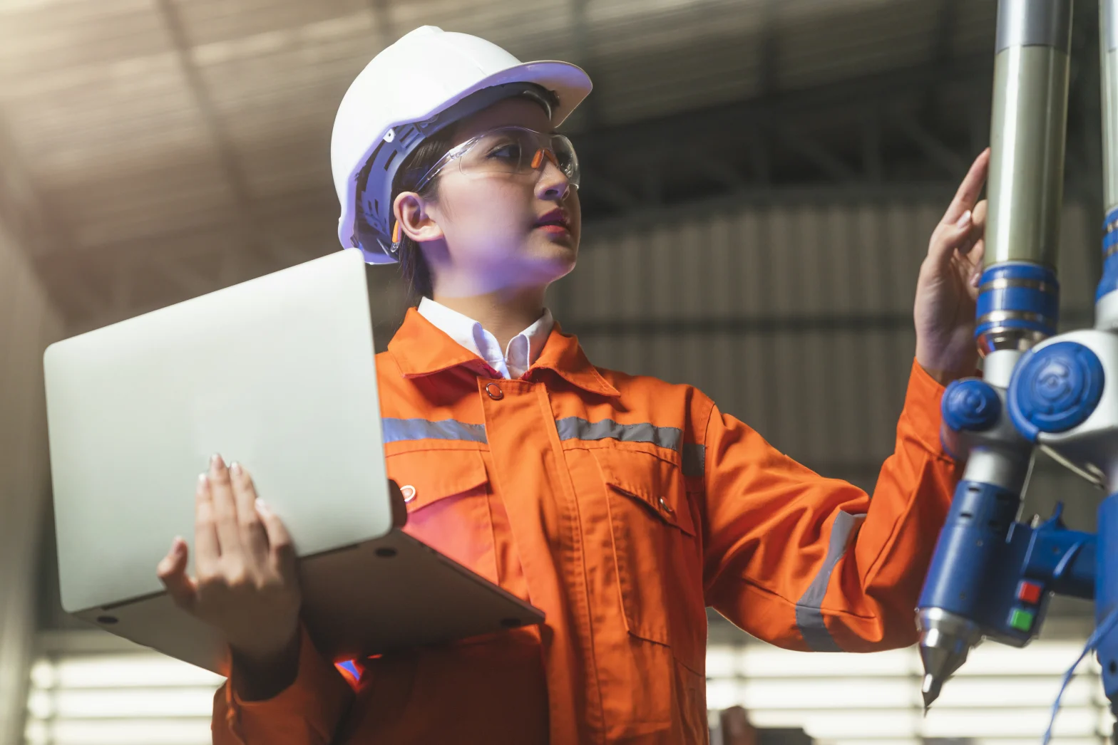 Technician performing hardness mapping on a welded HAZ