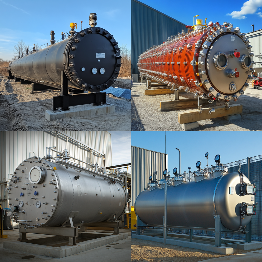 Modern sustainable pressure vessel installed in a water treatment facility