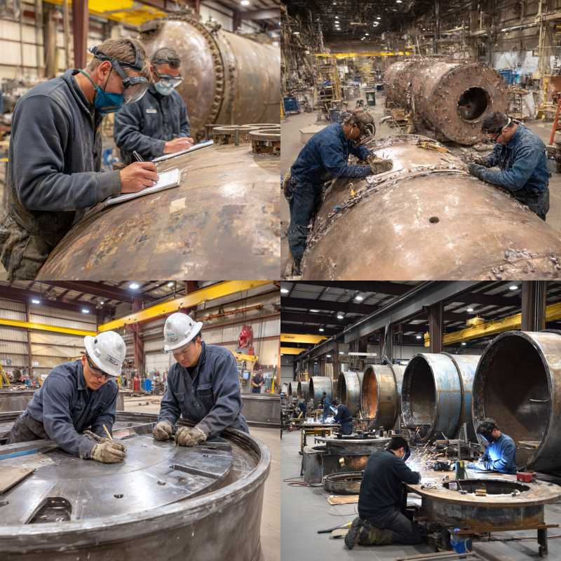 Pressure vessel manufacturing process in a certified facility