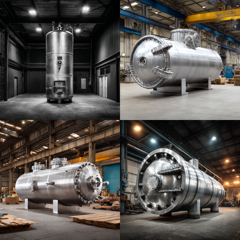 Industrial pressure vessel with safety compliance documentation and ASME code certification stamps