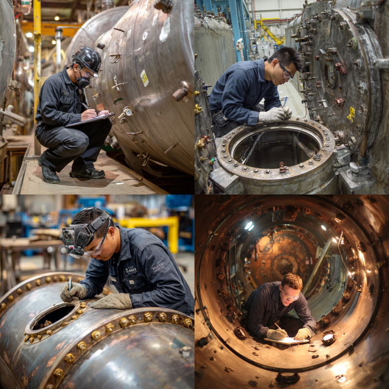 ASME-certified pressure vessel undergoing inspection for industrial safety compliance