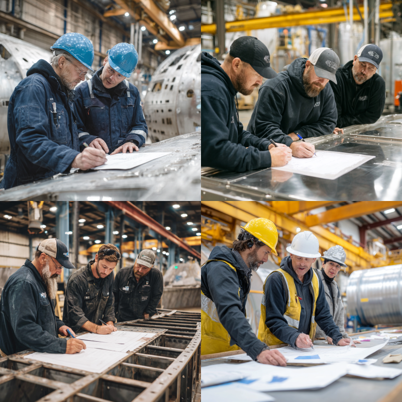 Engineer evaluating pressure vessel design with a certified vessel manufacturer