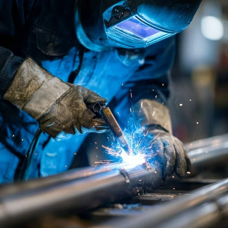 Welder showing how to weld high pressure pipe with precision