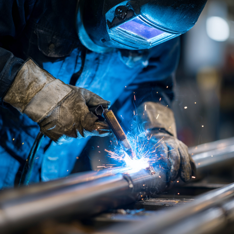 Welder showing how to weld high pressure pipe with precision