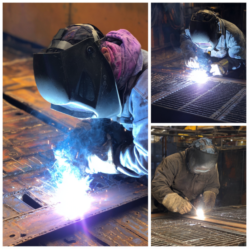Welder demonstrating what are the different welding position types