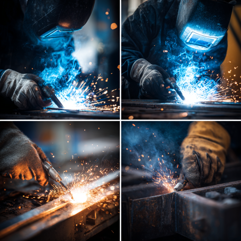 Welder practicing what is 1g welding position on flat plate