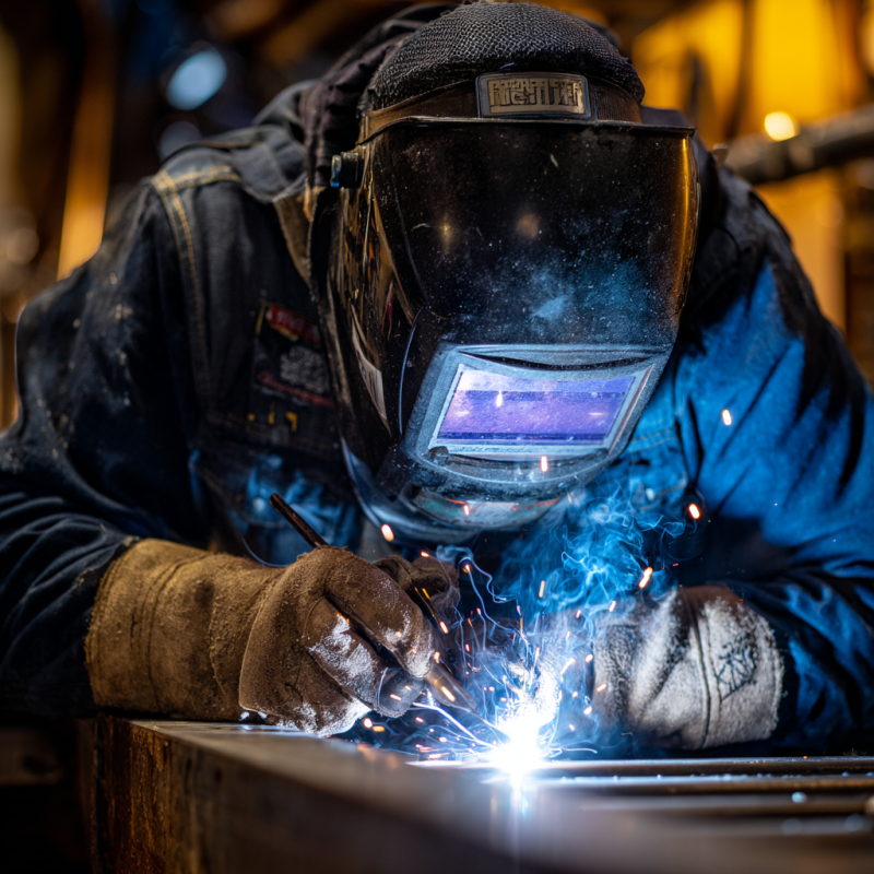 welder demonstrating what is 2g welding position on a pipe