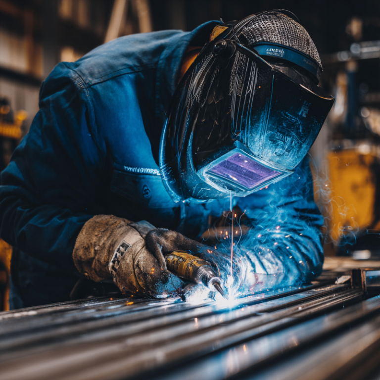 Welder demonstrating what is 3G welding position techniques