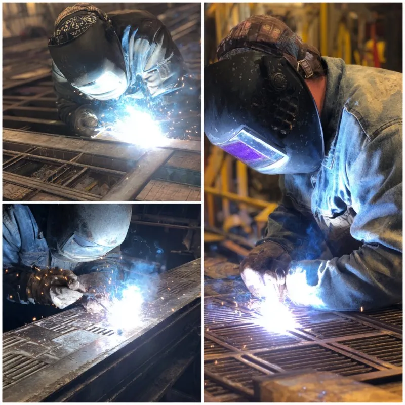 Welder demonstrating what is 6G welding position on a pipe