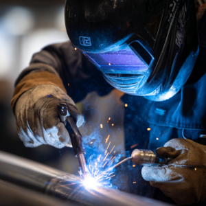 welder practicing for tig welding certification