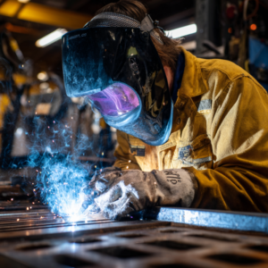 student practicing welding in welding certificate programs