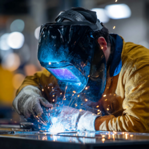 trainee learning what are welding certificate programs in welding lab