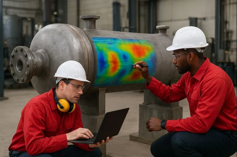 How do you perform stress analysis on a pressure vessel at RedRiver LLC engineering facility