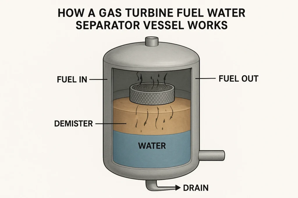 how does a gas turbine fuel water separator vessel work in turbine operations