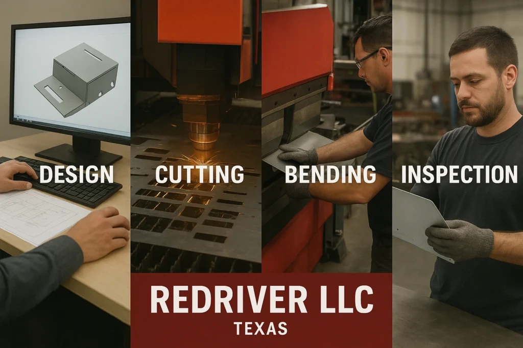 Explaining what are the steps in the sheet metal fabrication process by Red River LLC in Texas