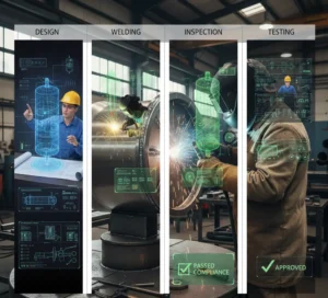 Diagram explaining what are the safety standards for pressure vessels in modern fabrication and operation