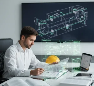 Engineer reviewing what is ASME code for pressure vessel safety requirements on a pressure vessel drawing