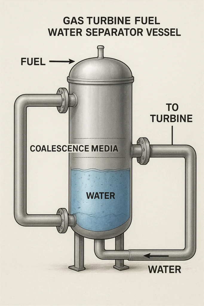 what is a gas turbine fuel water separator vessel in operation
