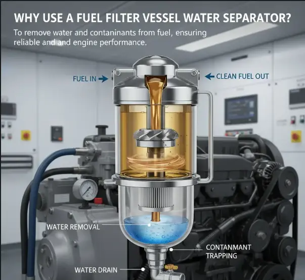 why use a fuel filter vessel water separator for clean fuel