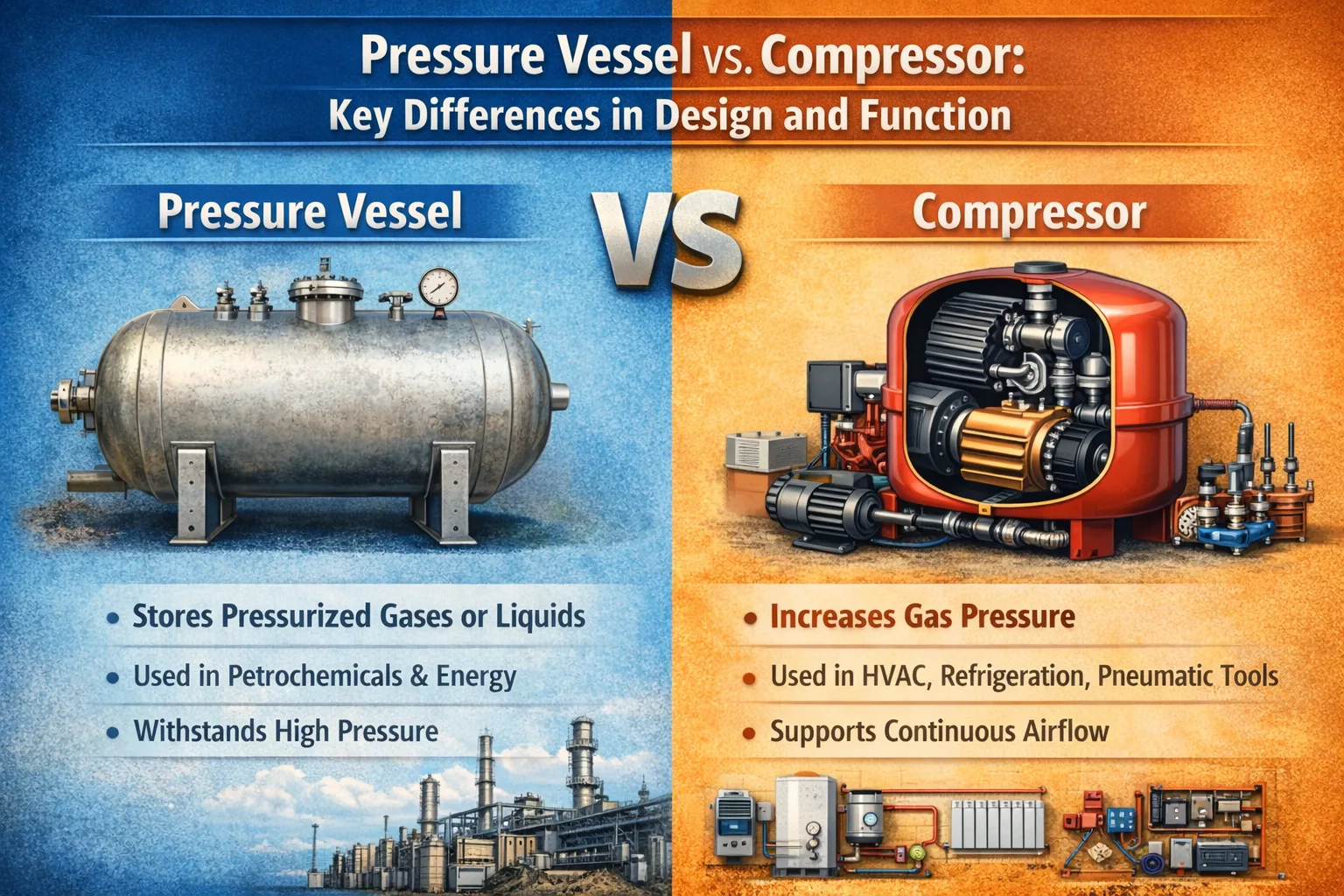 Pressure Vessel vs. Compressor | Key Differences Explained