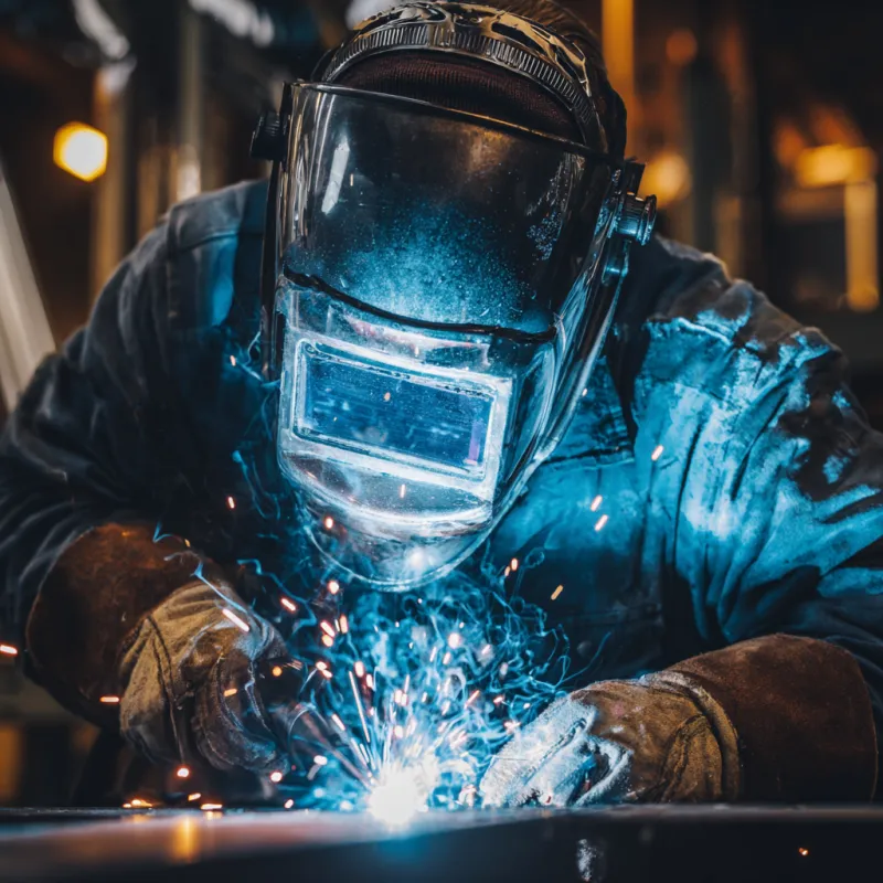 Welder practicing how to pass 4g welding position test overhead technique