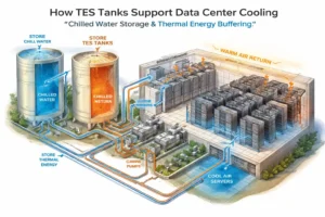 how do tes tanks support data center cooling with chilled water storage