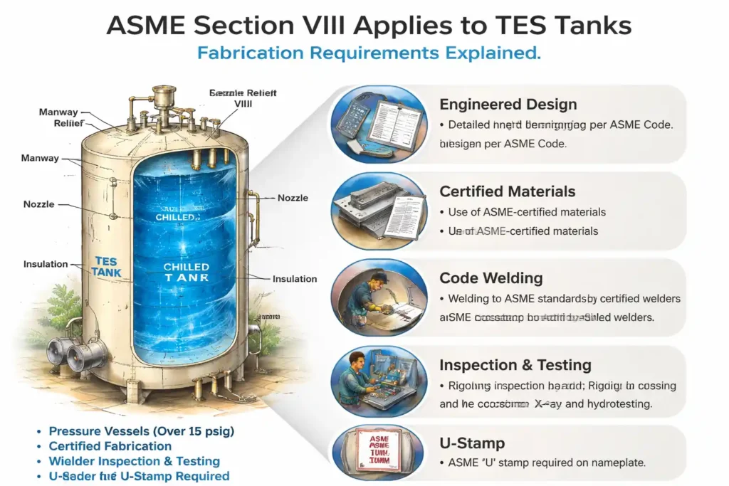 what asme section viii applies to tes tanks in thermal storage design