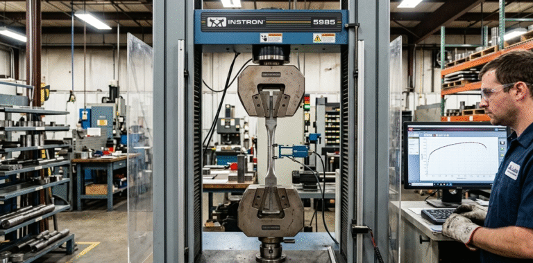 Tensile test failure during industrial material testing
